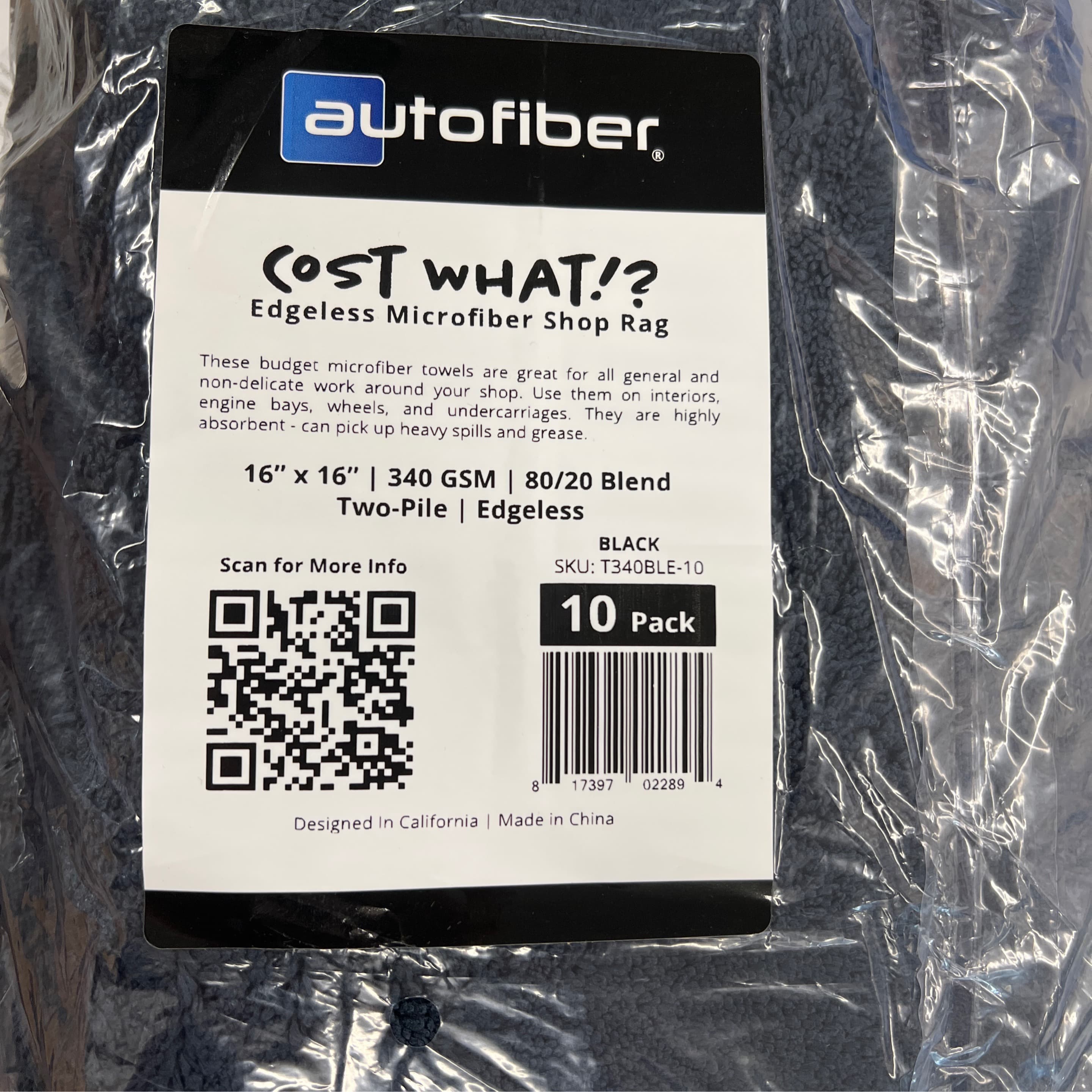 Edgeless Microfiber Black Shop Rag / 10pk - Smart Details Auto Spa